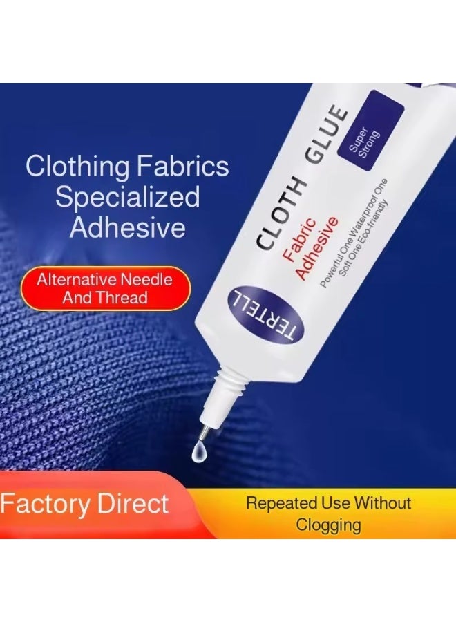 TERTELL Strong Fabric Adhesive Glue 50ML – Clear Drying Waterproof Permanent Sew Glue, Washable & Heat Resistant No-Sew Fabric Repair Glue for Clothes, Patches, Hemming, DIY Crafts, Suitable for All Fabrics - Image 4